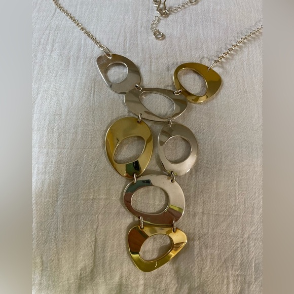 RLM Bronze Robert Lee Morris 2 Tone Abstract Link Statement Necklace - Picture 8 of 13